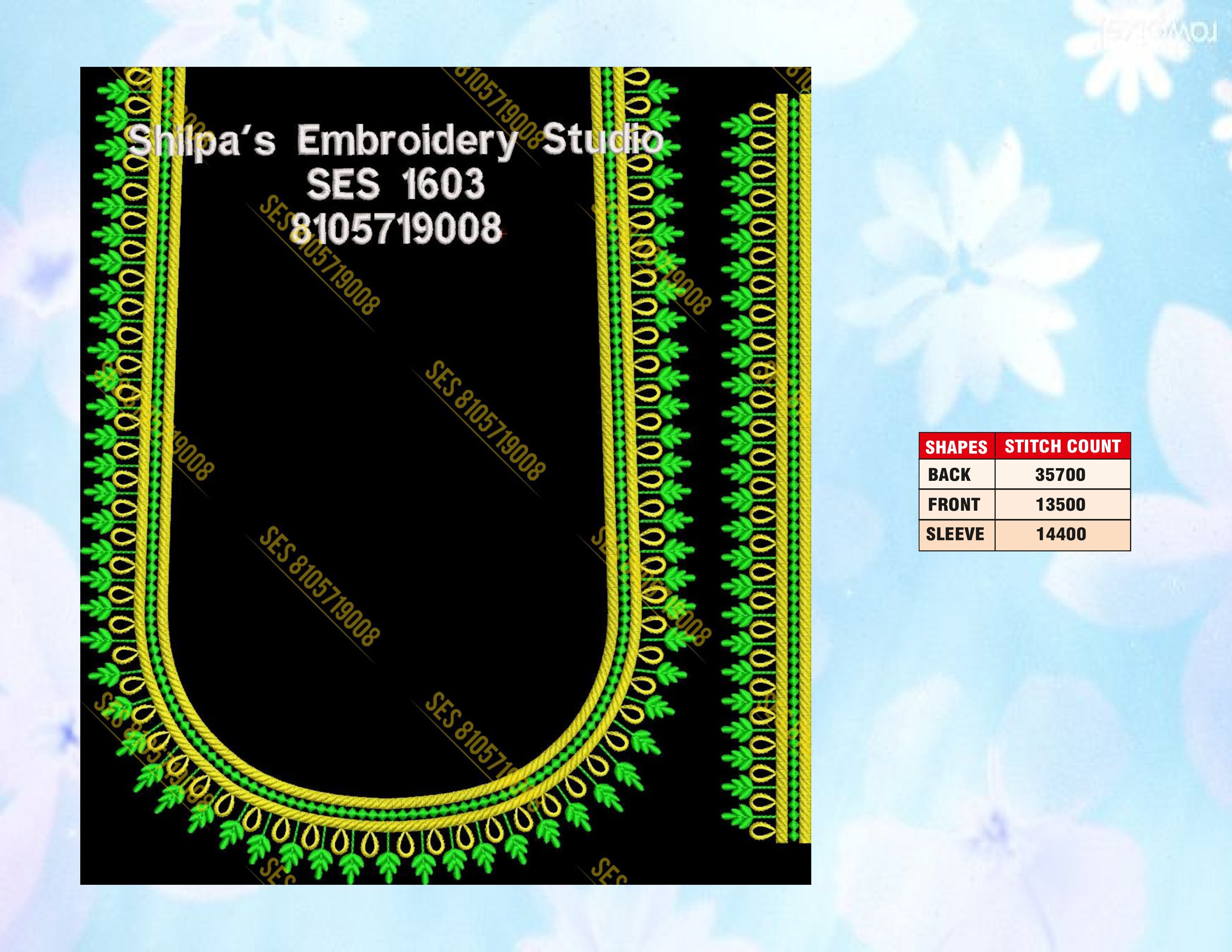 Embroidery Designs 1601-1700 Series