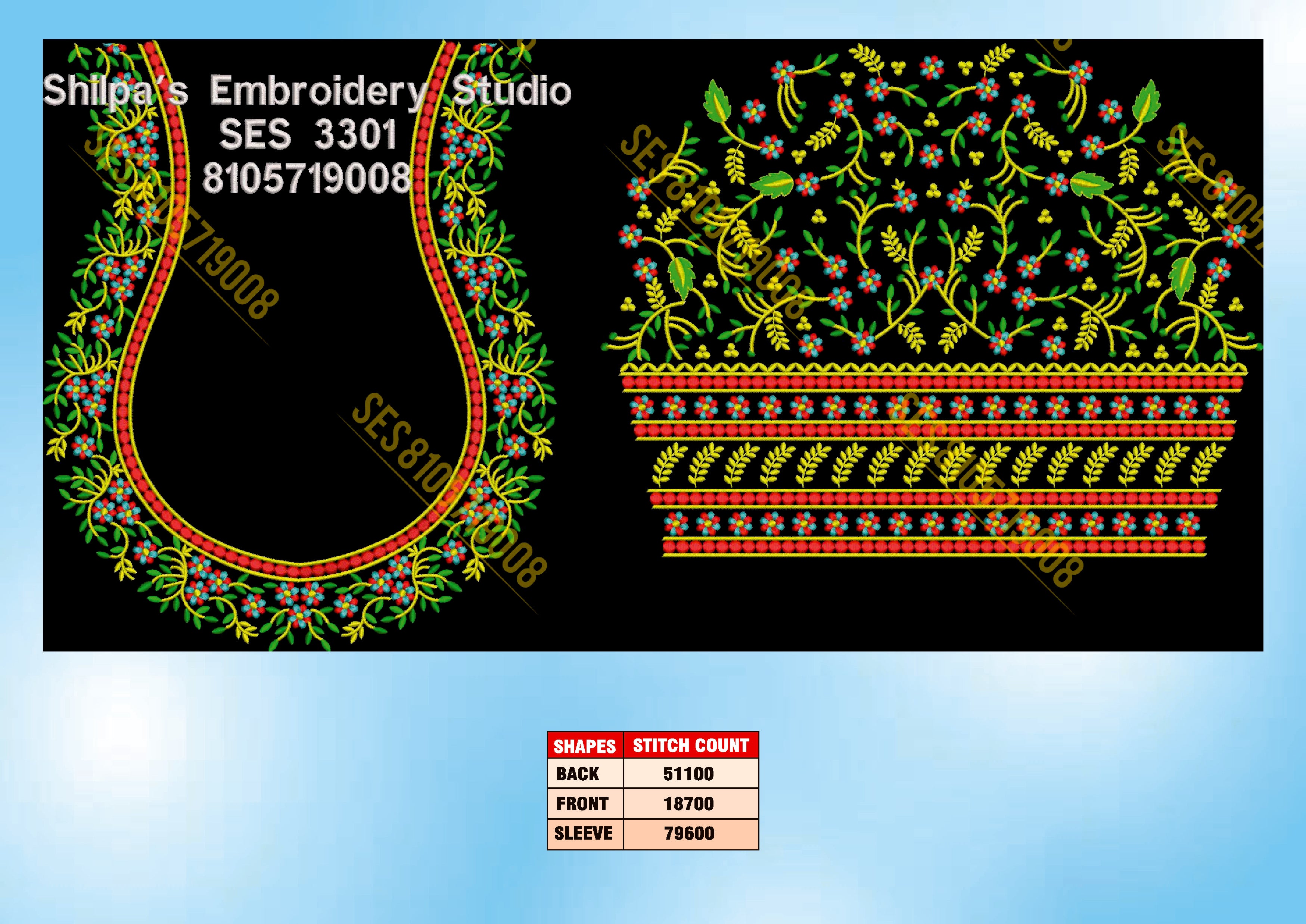 Embroidery Designs 3301-3400 Series