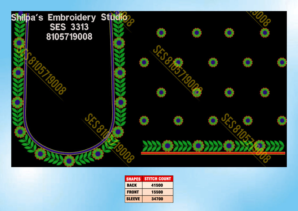 Embroidery Designs 3301-3400 Series