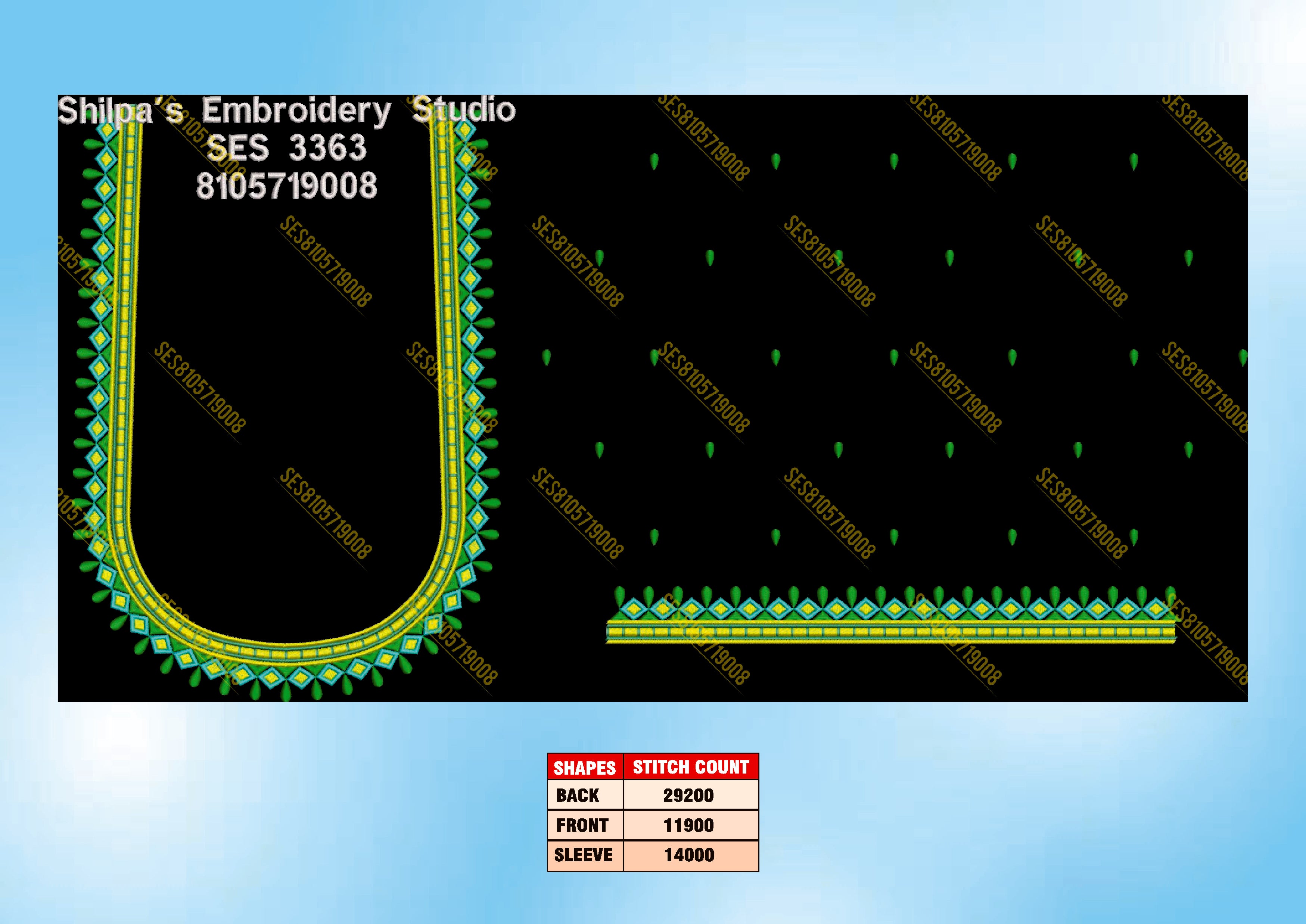 Embroidery Designs 3301-3400 Series