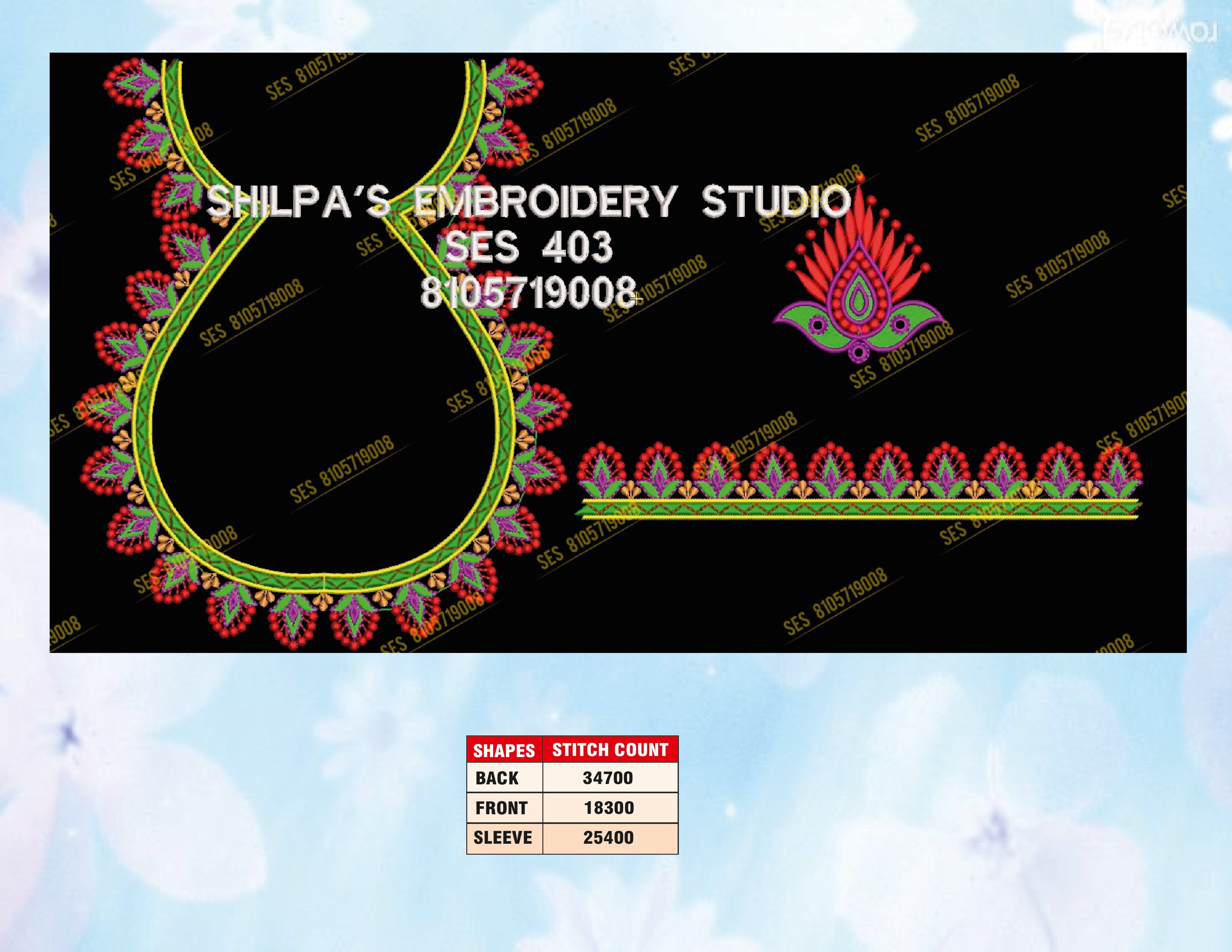Embroidery Designs 401-500 Series
