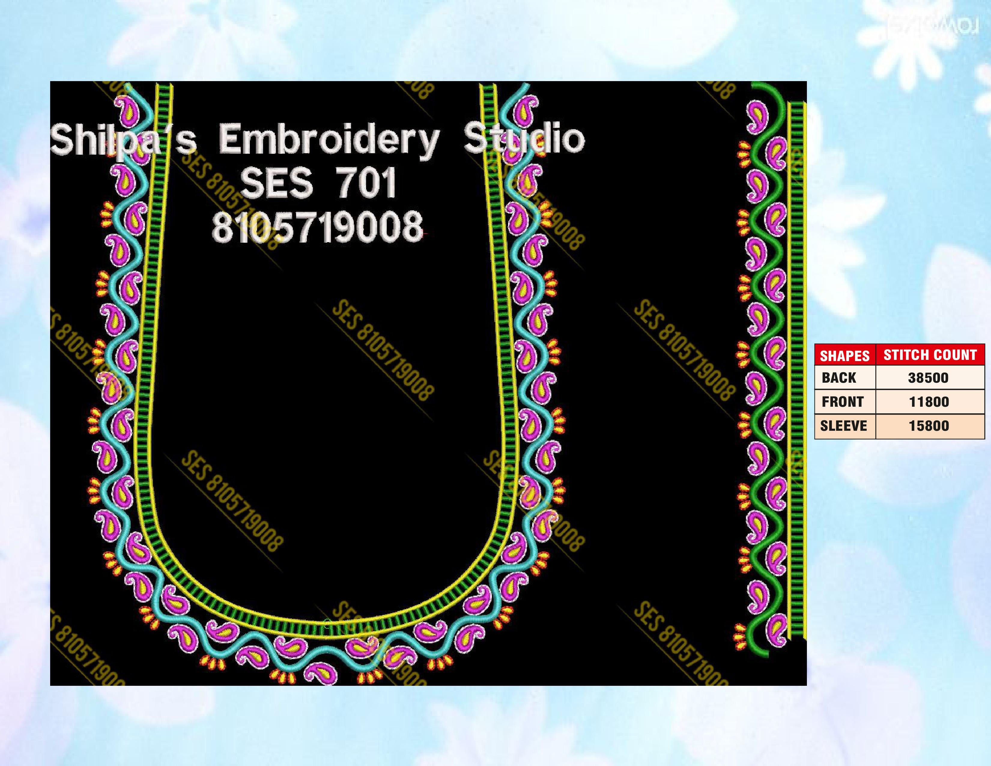 Embroidery Designs 701-800 Series