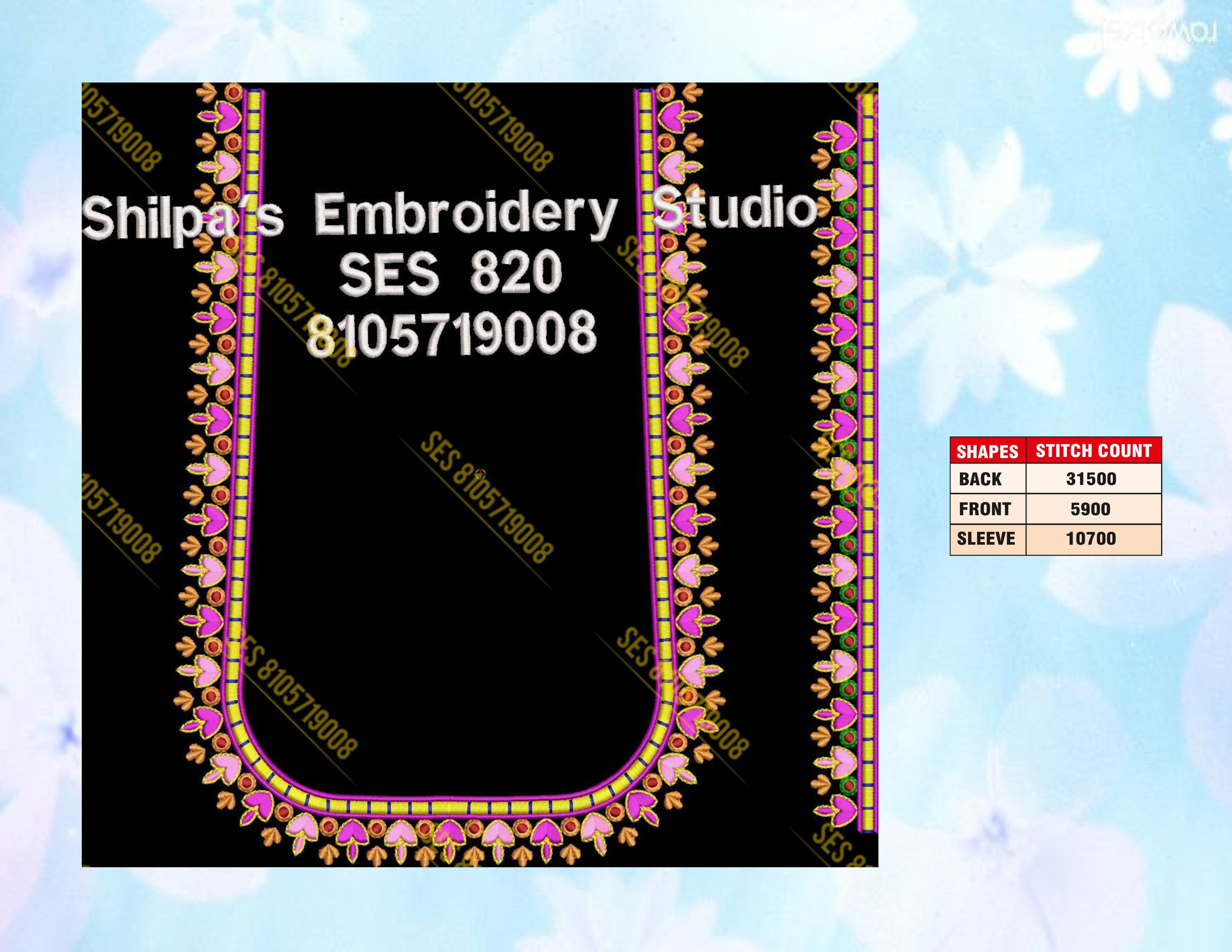 Embroidery Designs 801-900 Series