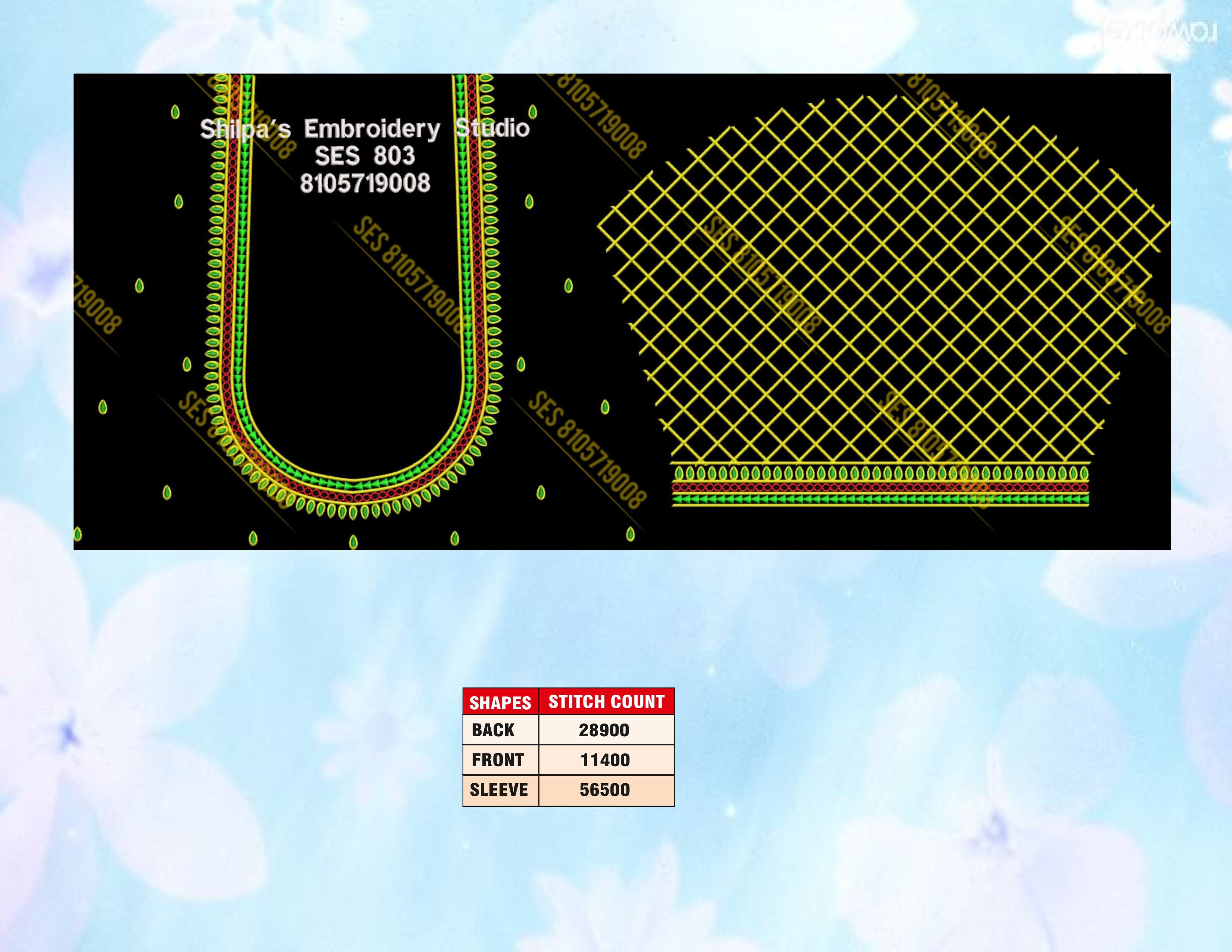 Embroidery Designs 801-900 Series