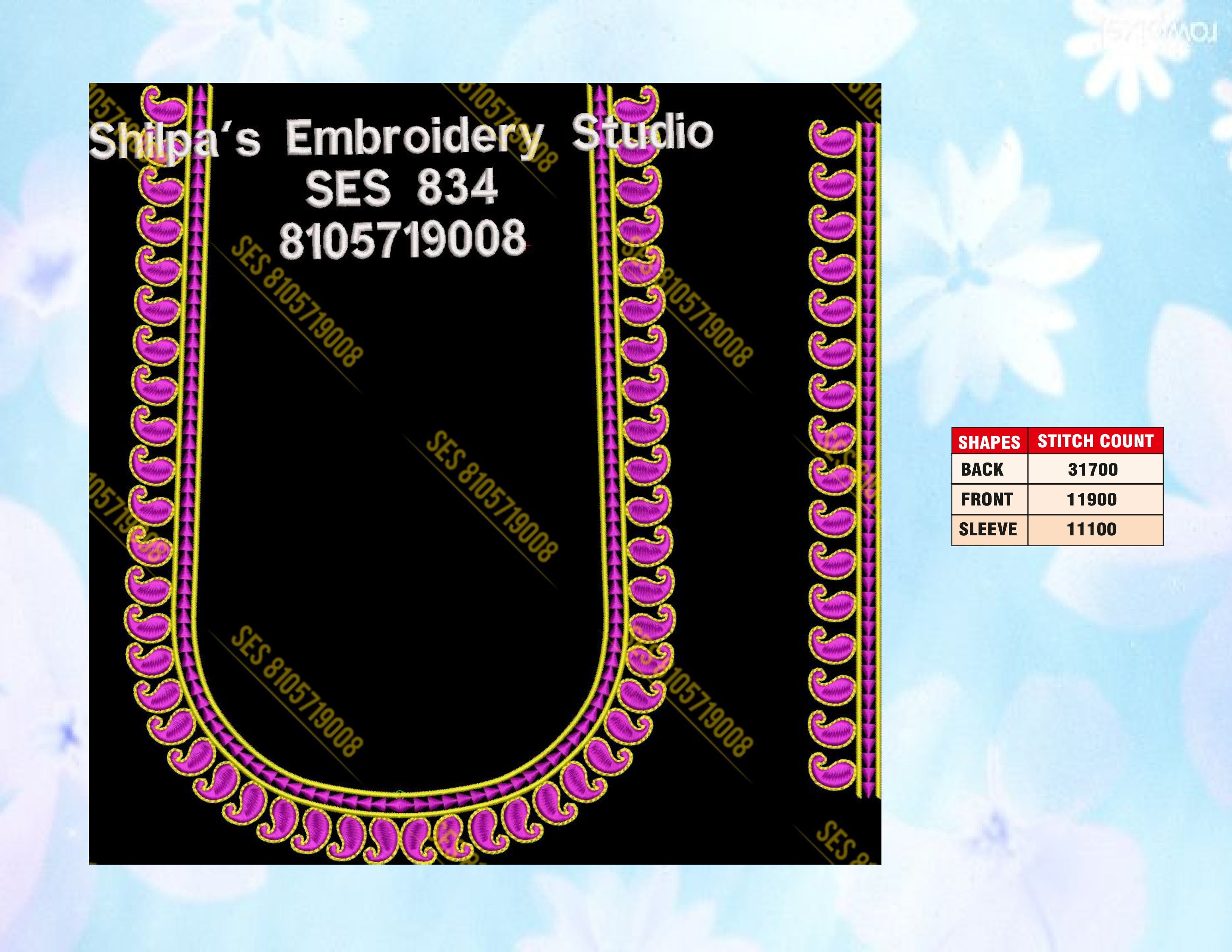 Embroidery Designs 801-900 Series