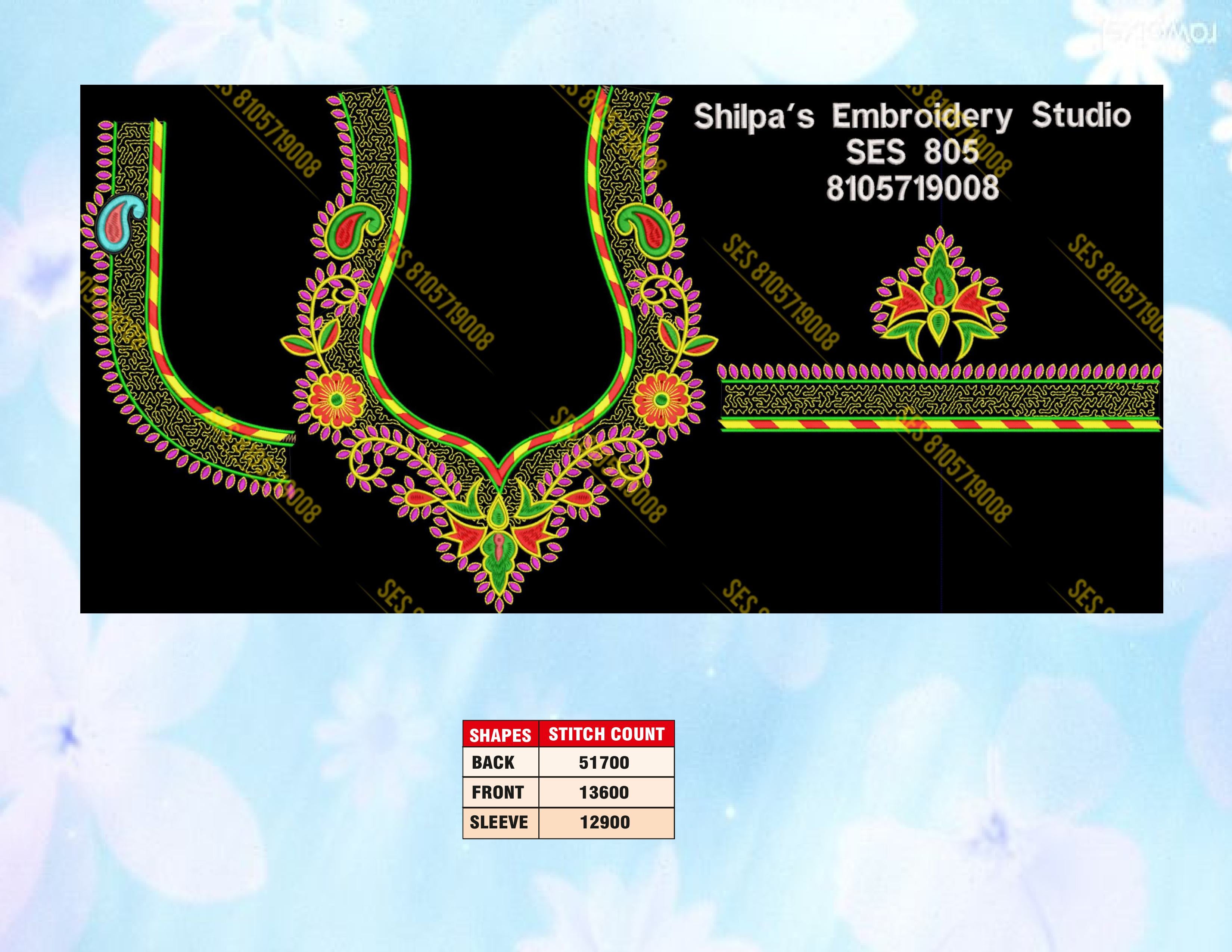 Embroidery Designs 801-900 Series
